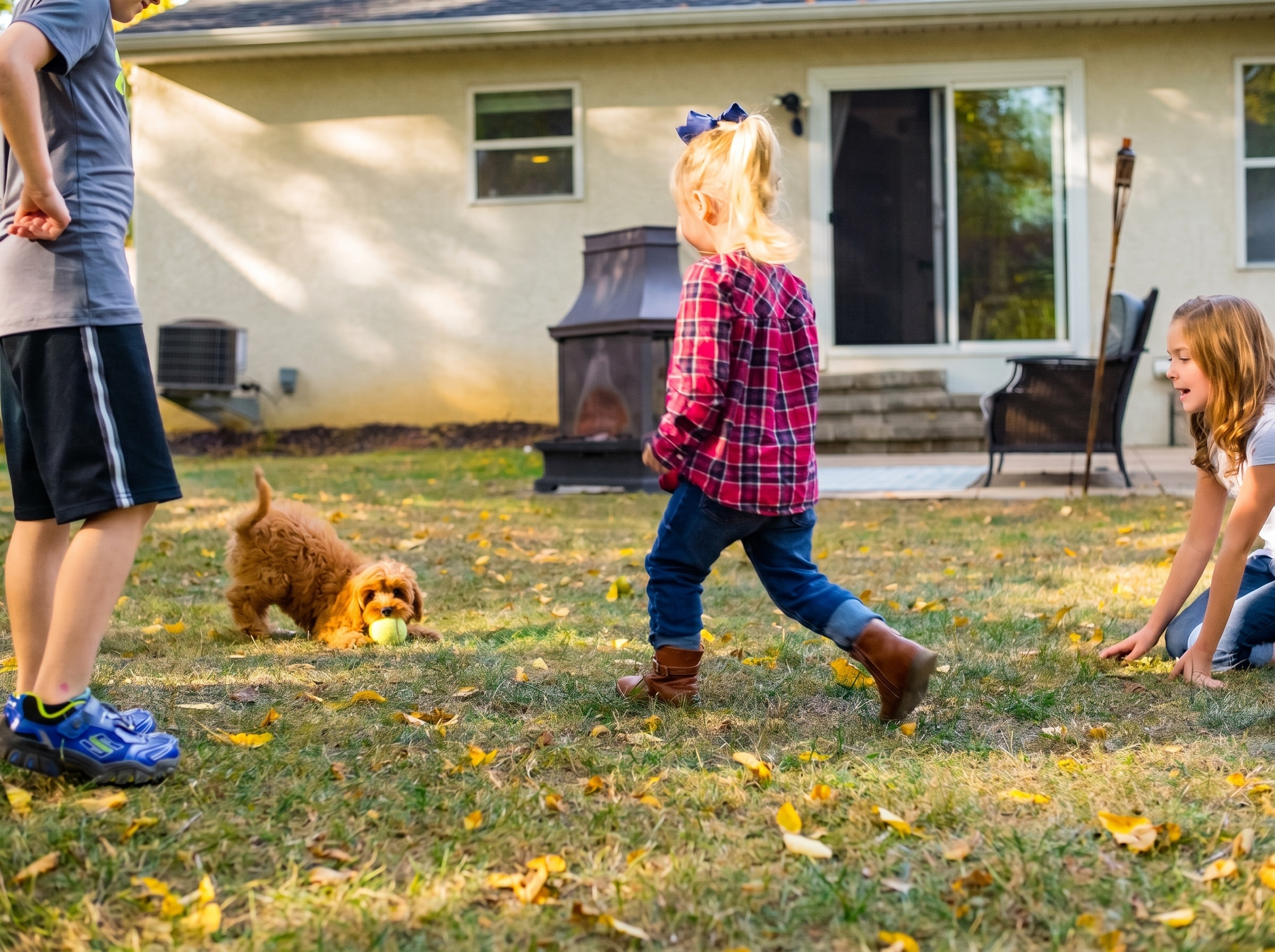 Family welcoming their new Windy City Pups puppy home