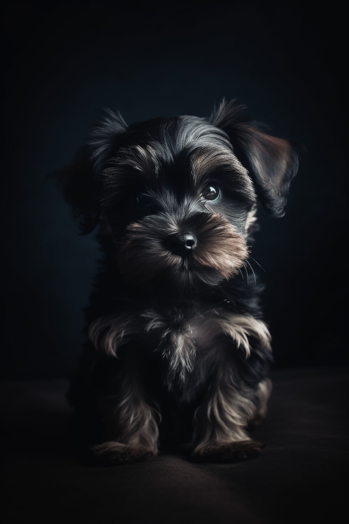 Adorable black and tan Morkie puppy
